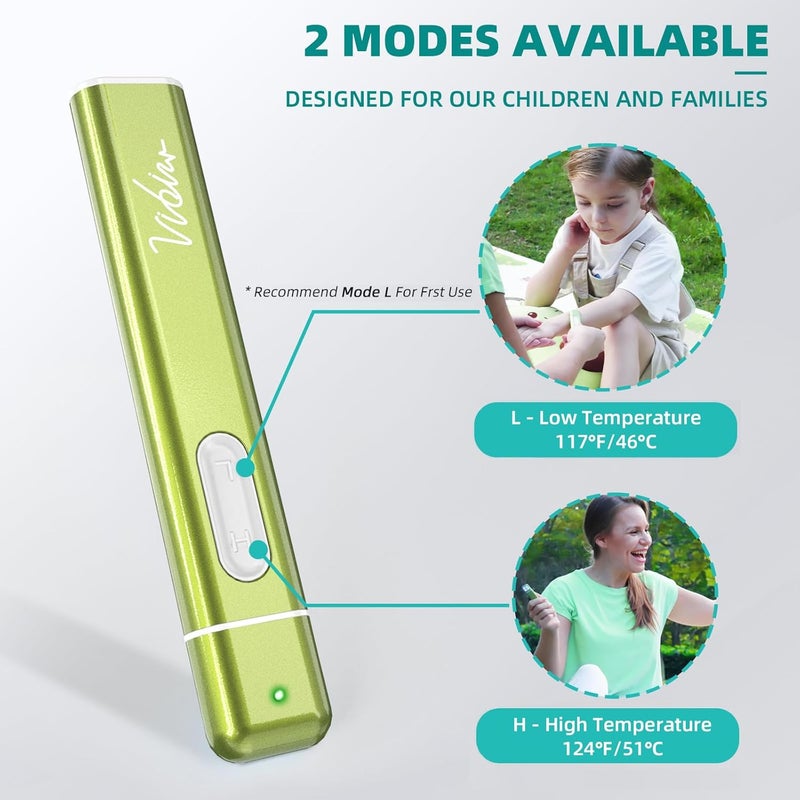 Vibis Insect Bite and Sting Relief, Rechargeable Bug Bite Itch Relief Thing Fast Symptom Relief for Mosquito Bites, Chemical-Free Treatment Natural Relief from Bug and Mosquito Bites Itching - Green - Image 4